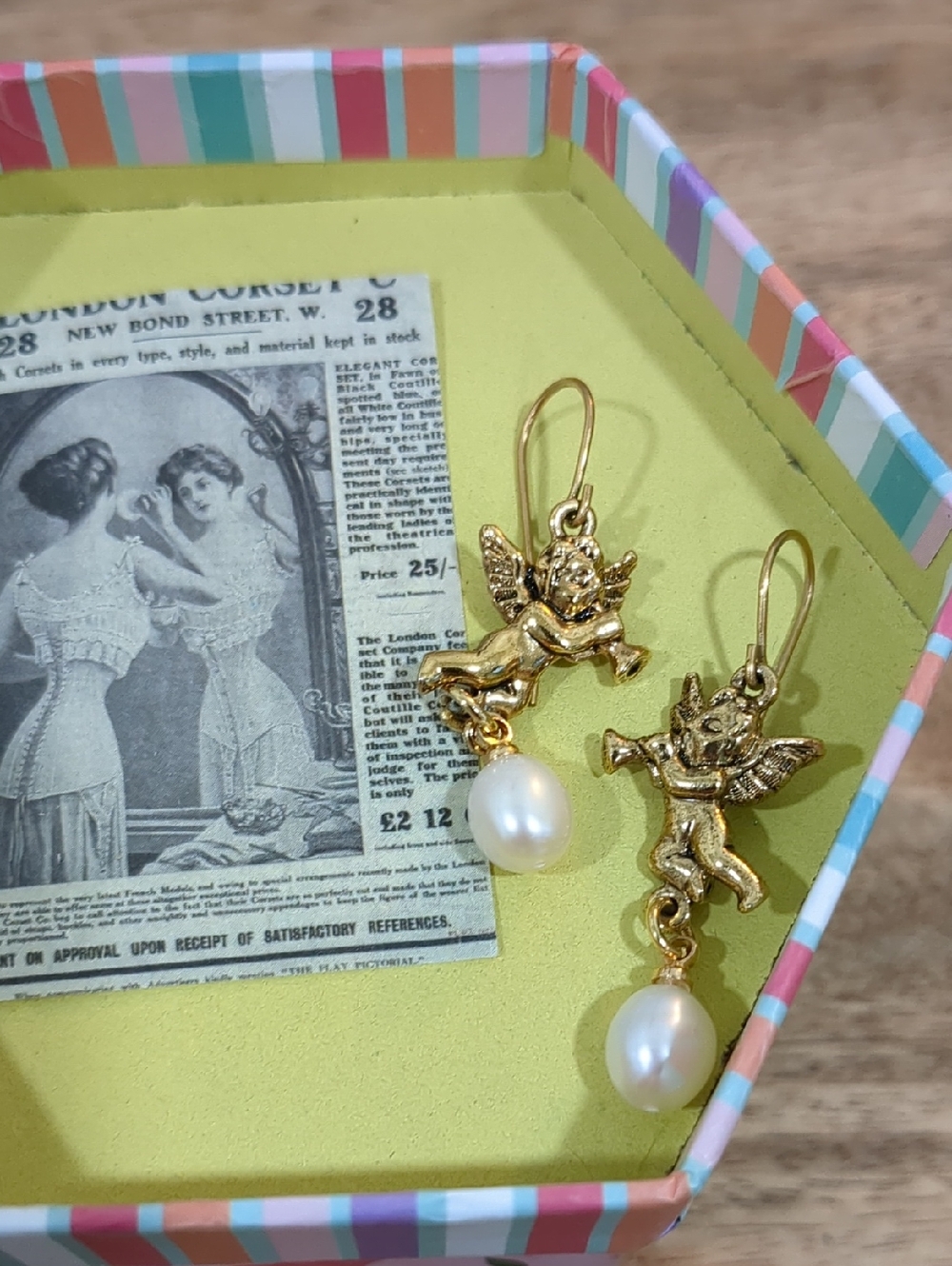 VINTAGE Angel Earrings with Genuine Pearls